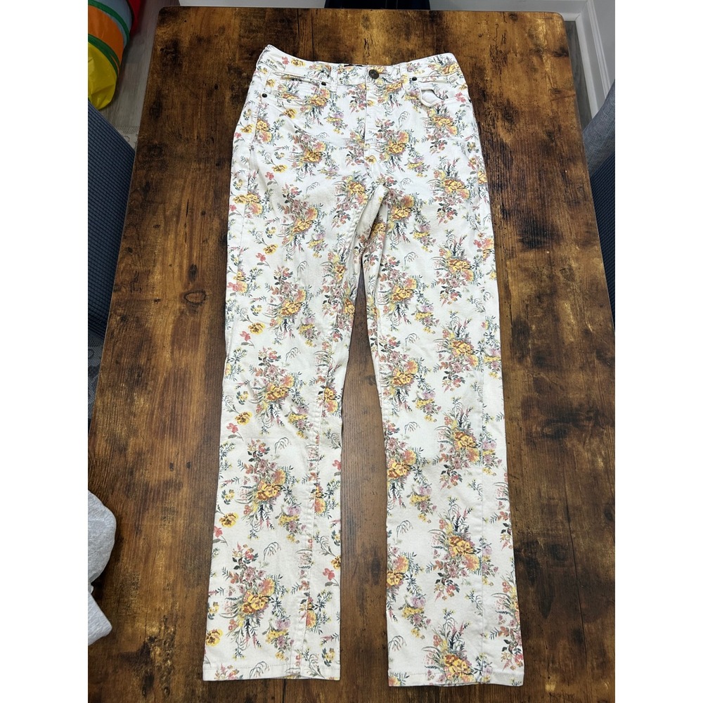 BDG Urban Outfitters Girlfriend‎ High-Rise Floral Jeans Cream Yellow Pink W28